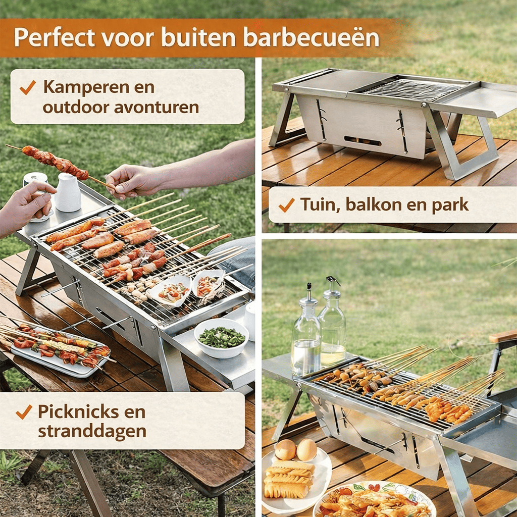 CompactGrill opvouwbare houtskool BBQ