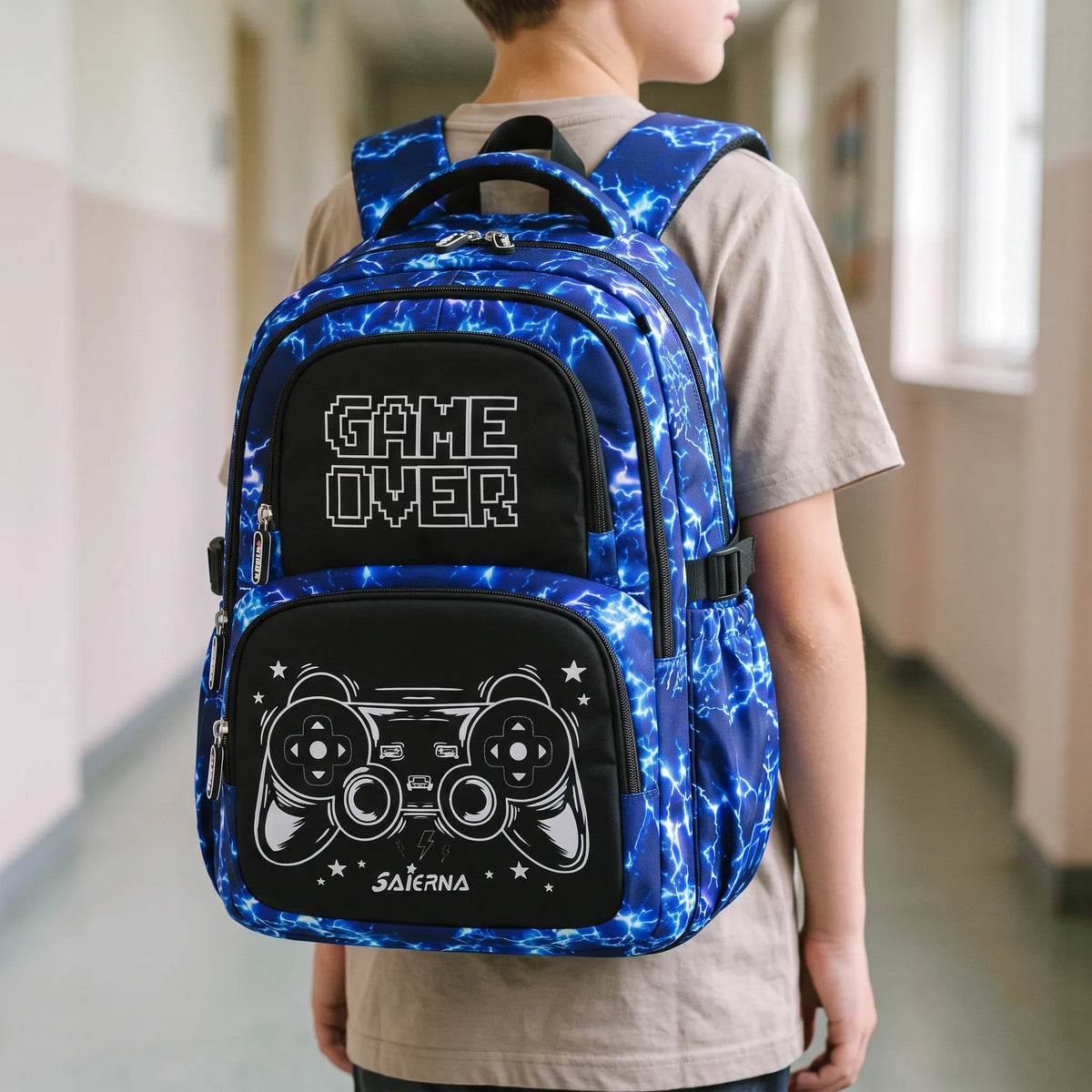 Driedelige Schooltas Set Met Gaming Print