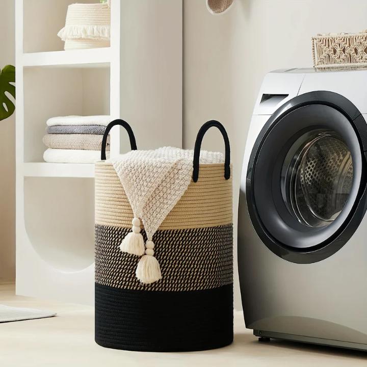 Gevlochten katoenen wasmand 58 liter