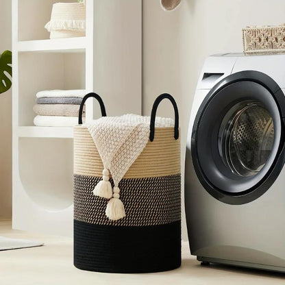Gevlochten katoenen wasmand 58 liter