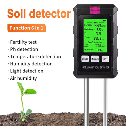 Digitale 6-in-1 bodemtester