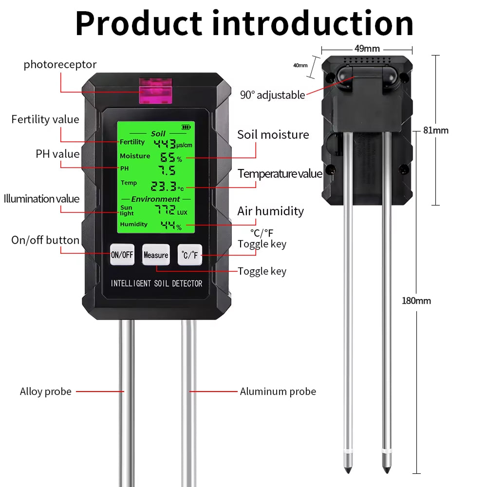 Digitale 6-in-1 bodemtester