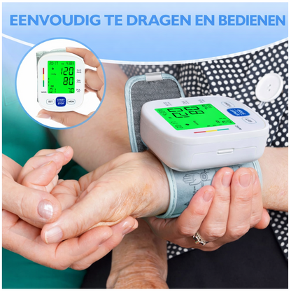 Digitale bloeddrukmeter pols en hartslag meter met groot lcd scherm