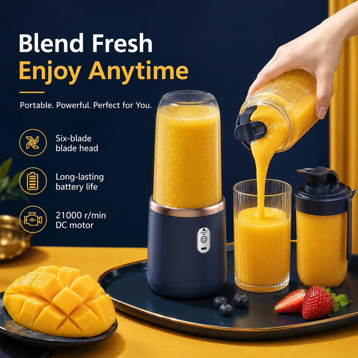 Draagbare Blender met Twee Bekers