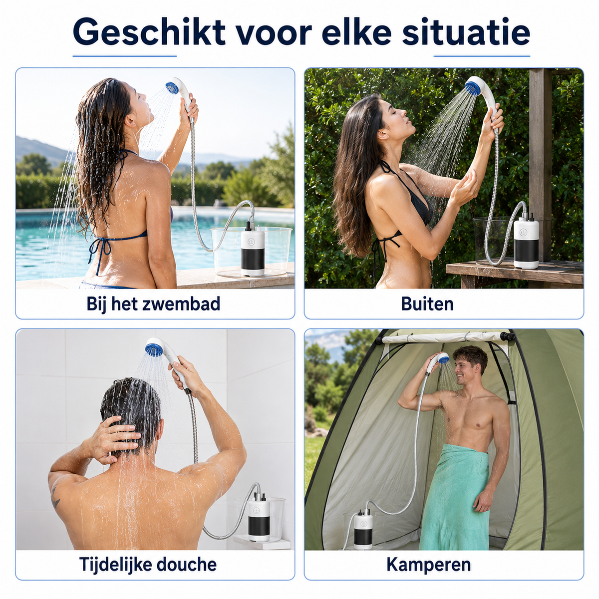 Draagbare Buitendouche met Dompelpomp op Accu