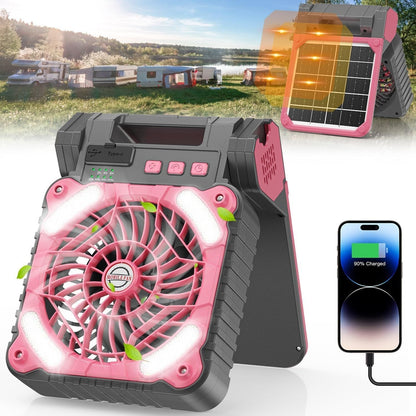 Draagbare campingventilator met zonnepaneel