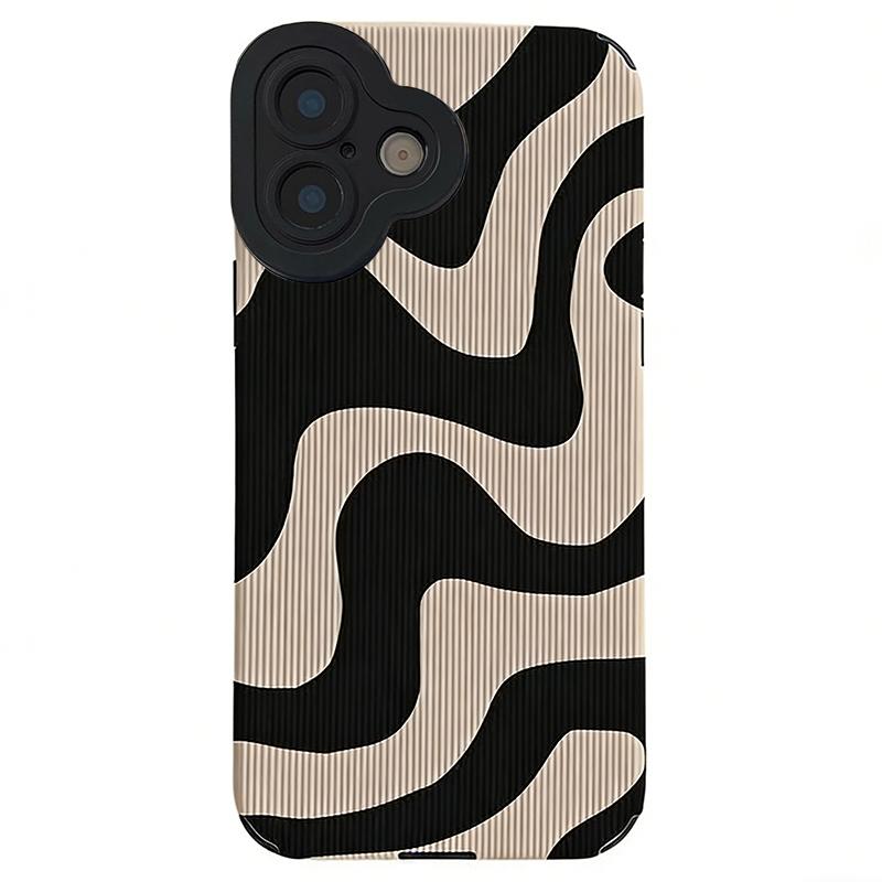 iPhone 16 TPU hoesje zebra patroon beige/zwart