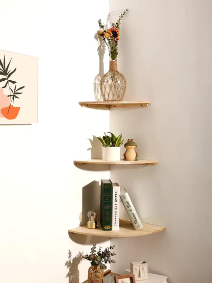 Zwevende houten hoekplank
