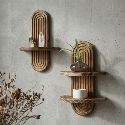 Houten Wandplank Met Geribbelde Boogplaat