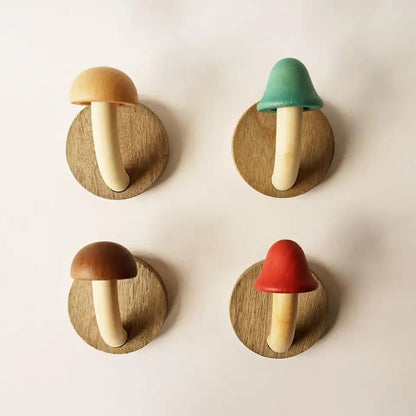 Houten Paddenstoel Wandhaken Set