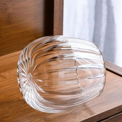 Glazen opbergpot met houten deksel