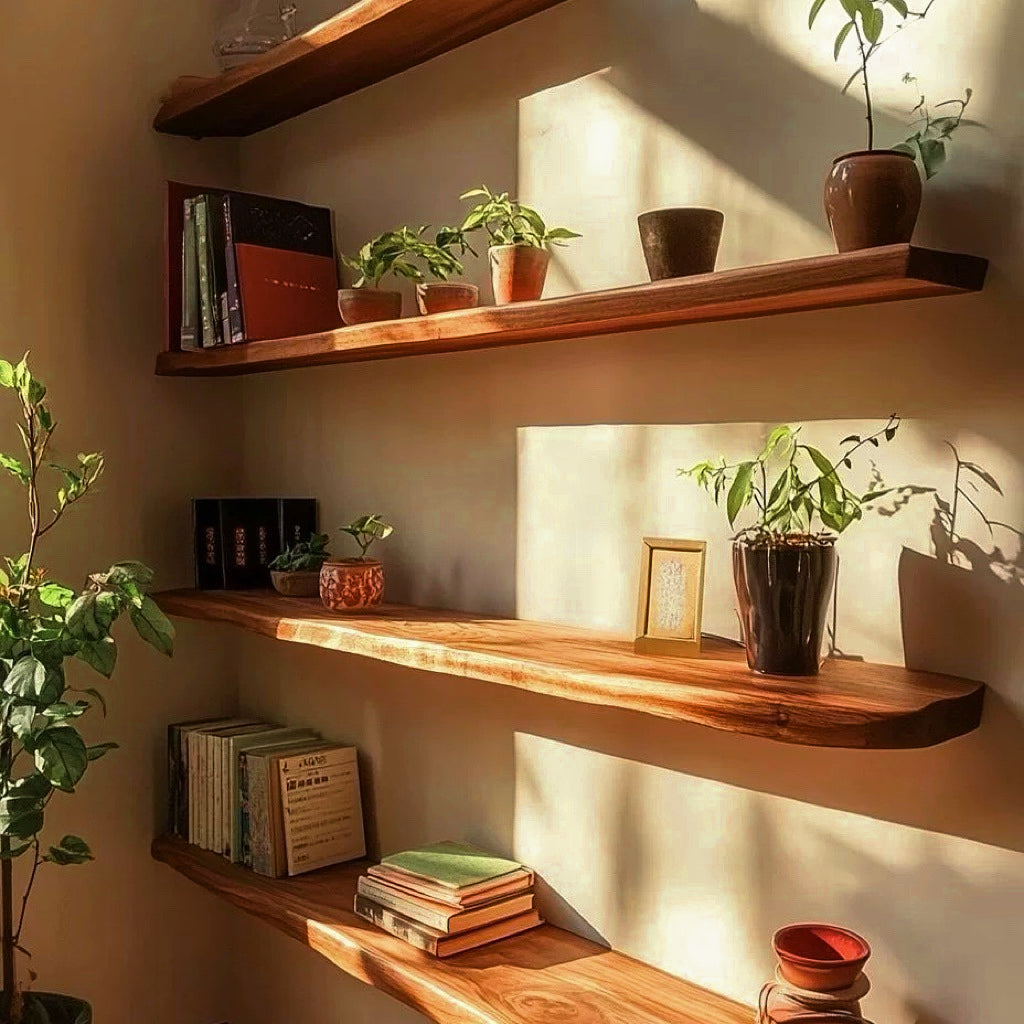 Organische massief houten wandplank