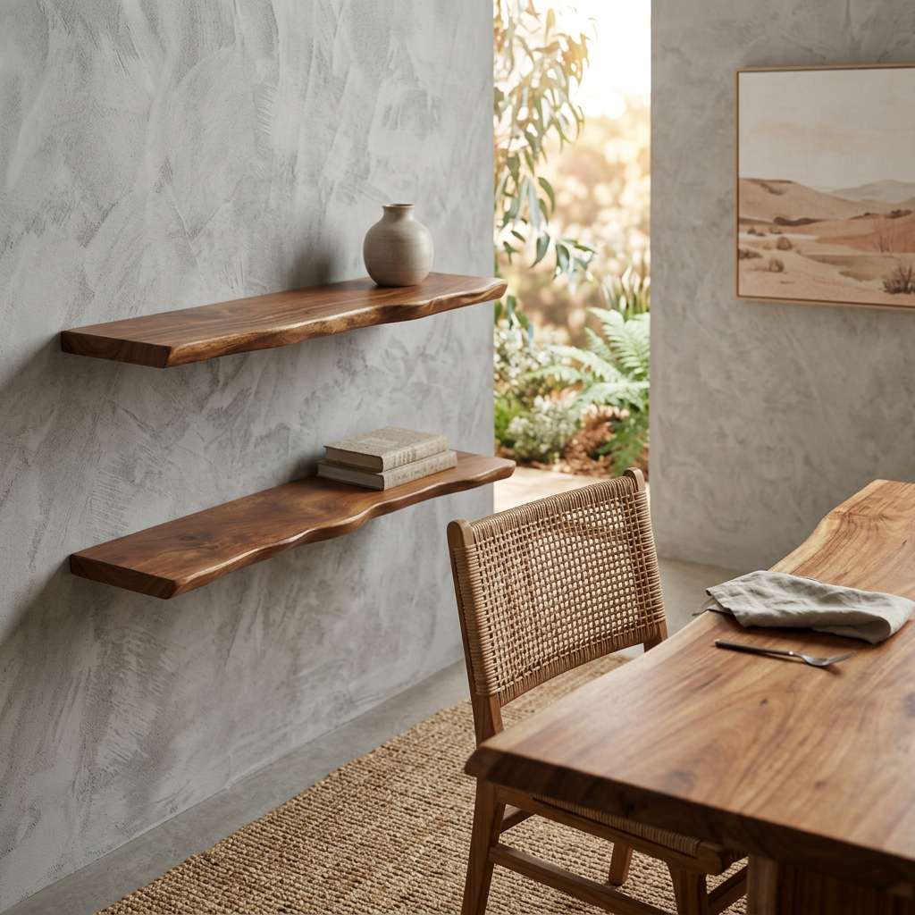 Organische massief houten wandplank