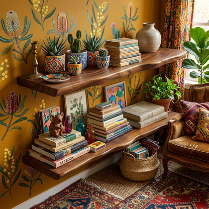 Organische massief houten wandplank