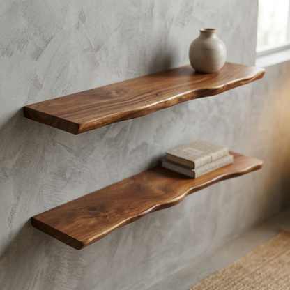 Organische massief houten wandplank