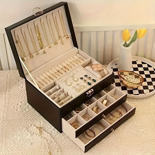 Elegance luxe lederen sieradendoos