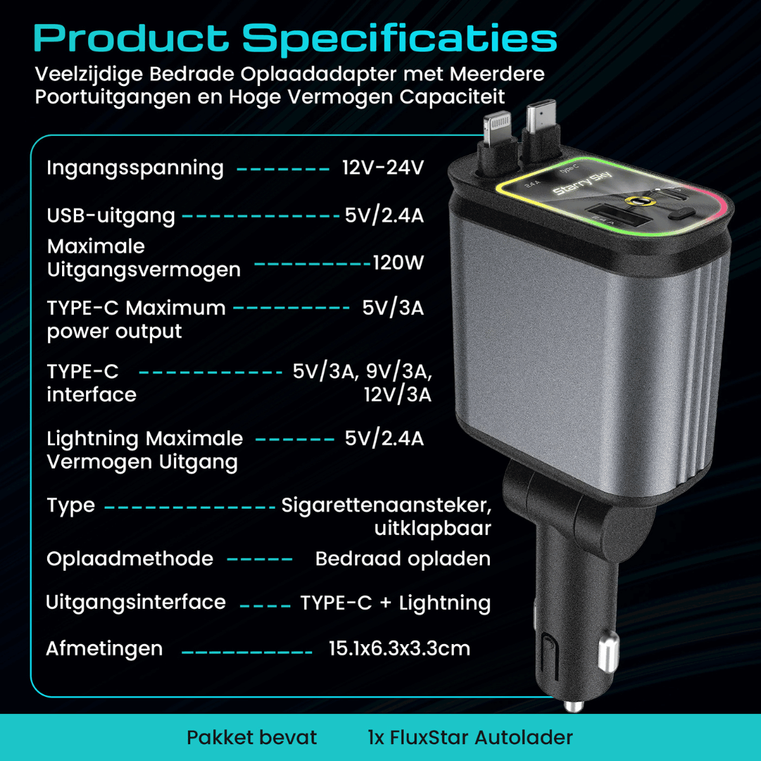 FluxStar 4-in-1 snelle autolader