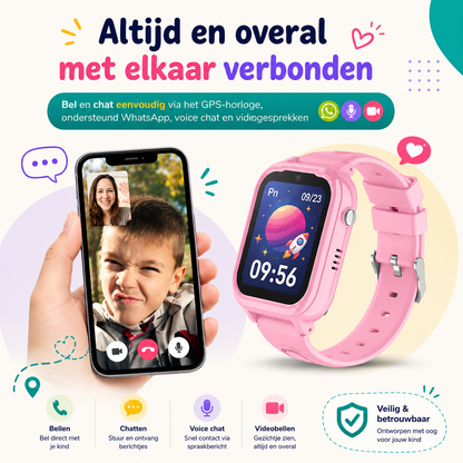 GPS Kinderhorloge met 4G – Videobellen, SOS Knop, GPS Tracker Kind – Smartwatch met Camera & WhatsApp