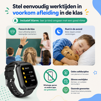 GPS Kinderhorloge met 4G – Videobellen, SOS Knop, GPS Tracker Kind – Smartwatch met Camera & WhatsApp