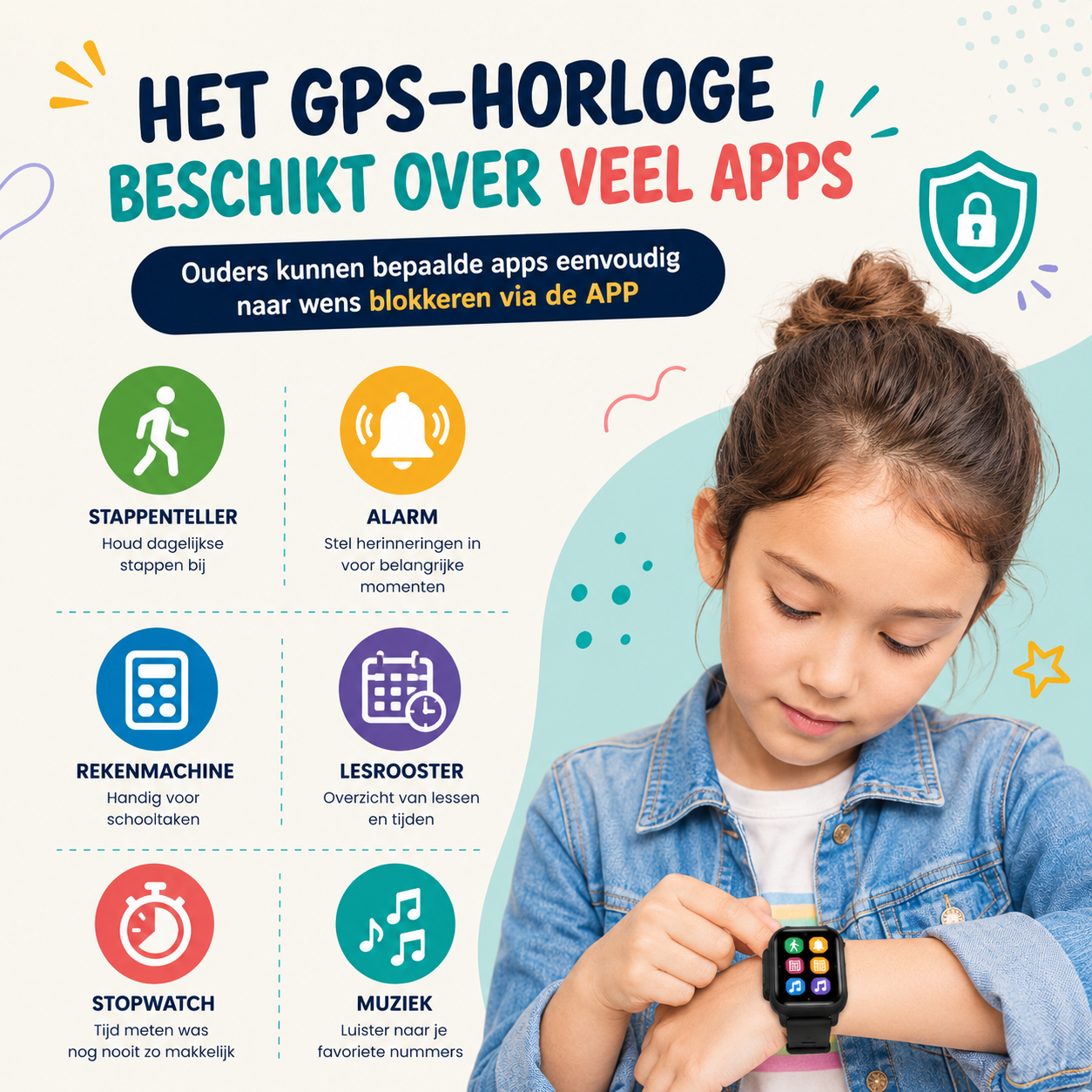 GPS Kinderhorloge met 4G – Videobellen, SOS Knop, GPS Tracker Kind – Smartwatch met Camera & WhatsApp