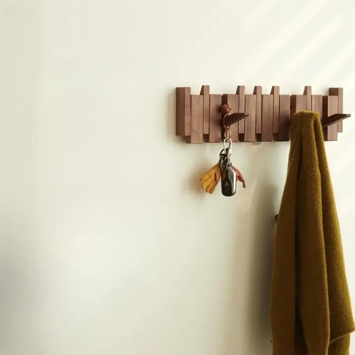 Garderobe wandkapstok met inklapbare haken