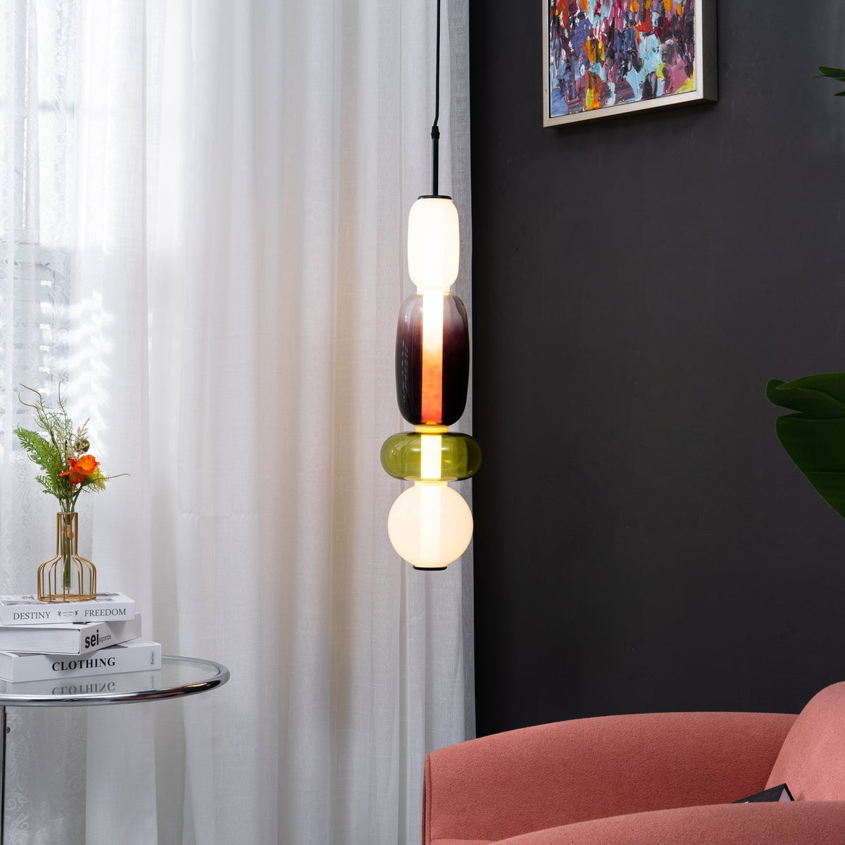 Glazen Hanglamp met Getinte Vormen