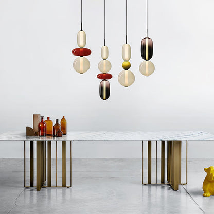 Glazen Hanglamp met Getinte Vormen