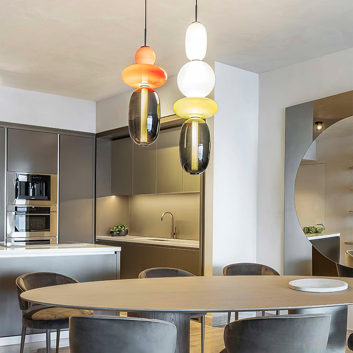 Glazen Hanglamp met Getinte Vormen
