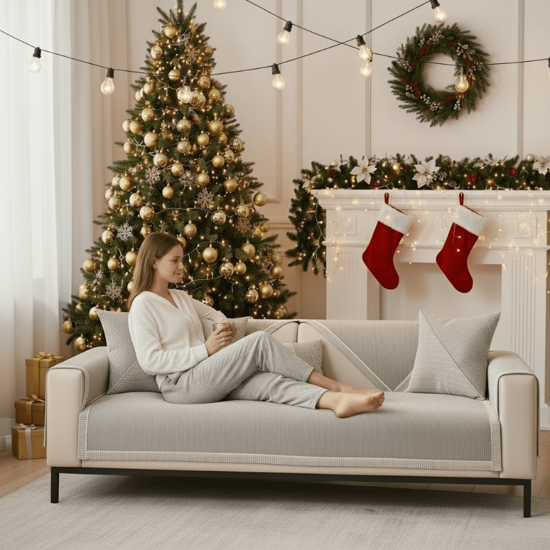 Katoenen Linnen Sofa Overworp Antislip