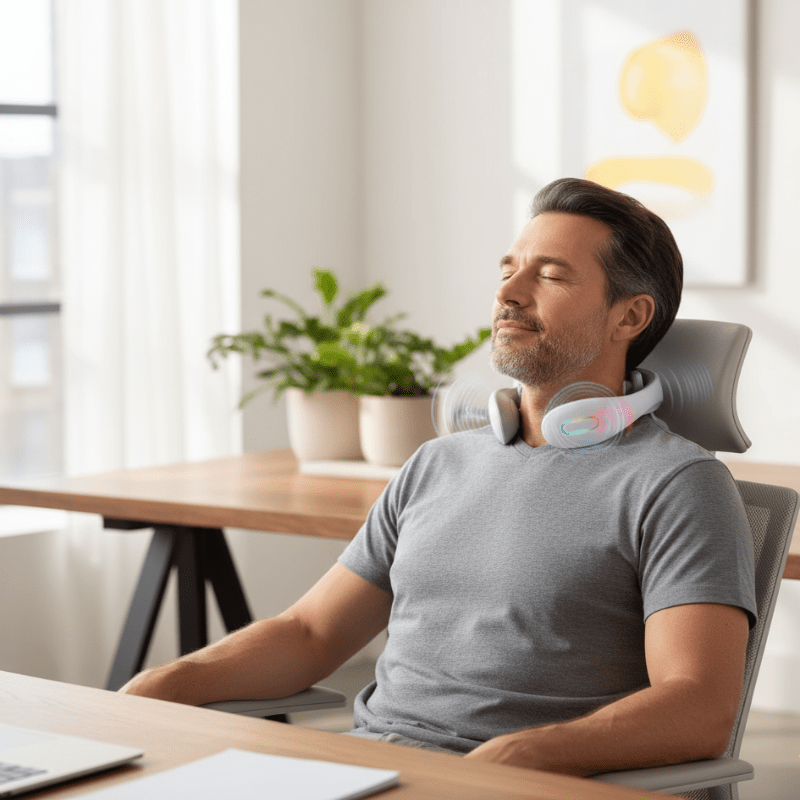 NECKVIBE slimme vibratie- en warmtenekmassageapparaat