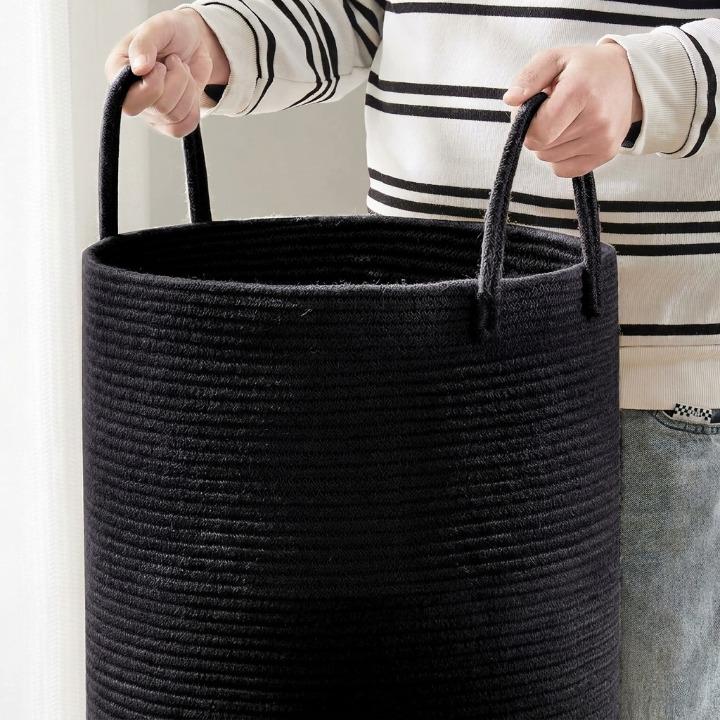 Gevlochten katoenen wasmand 58 liter