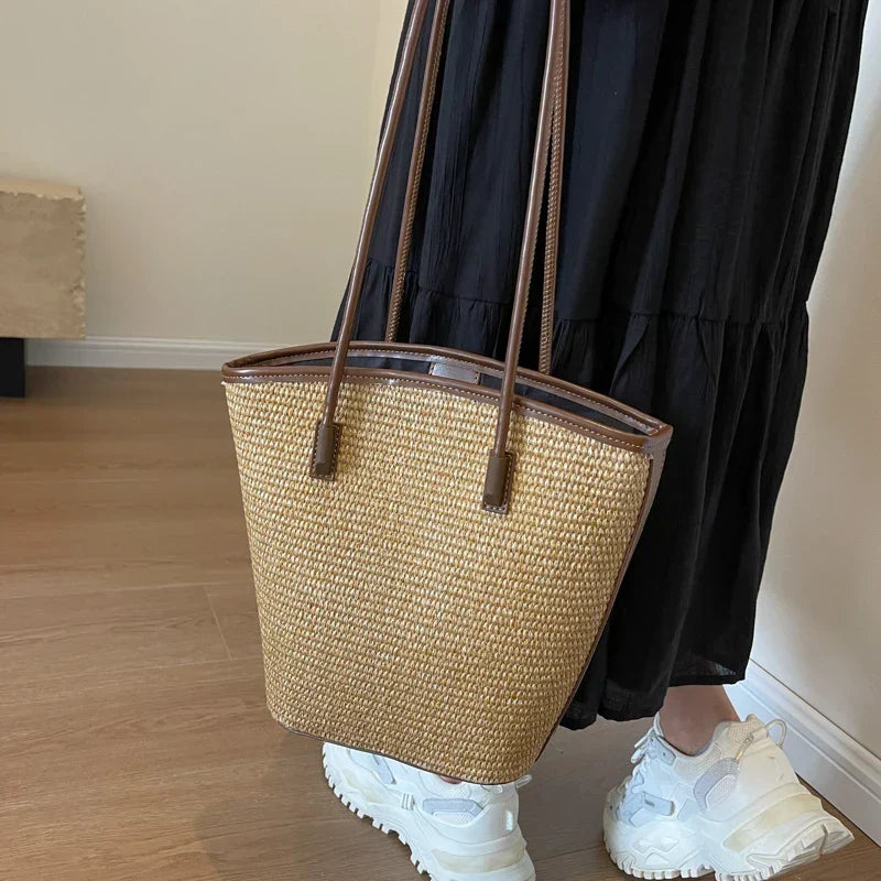 Geweven Shopper ruime dames schoudertas