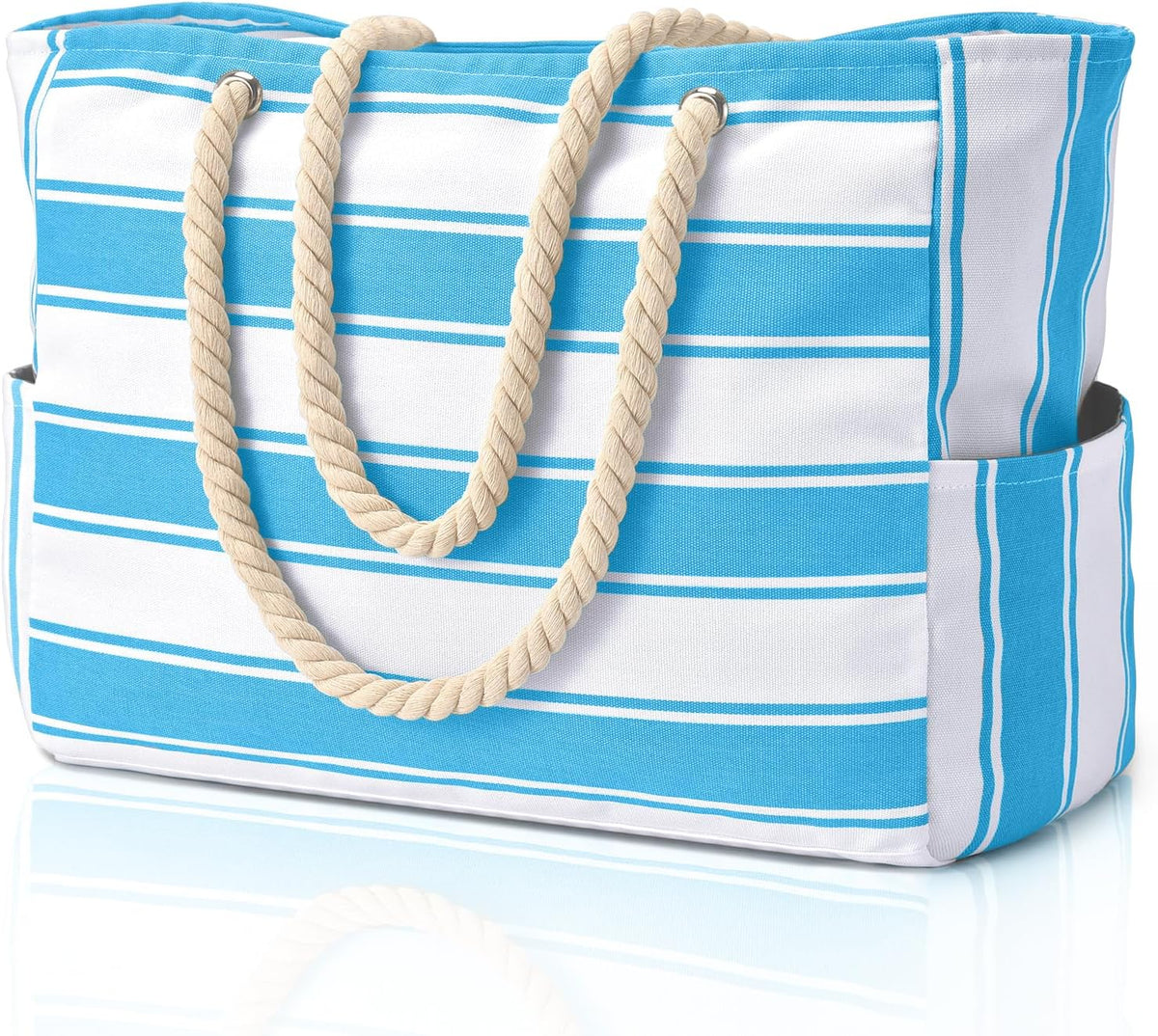 Grote gestreepte strandtas met rits