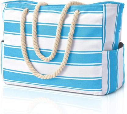 Grote gestreepte strandtas met rits