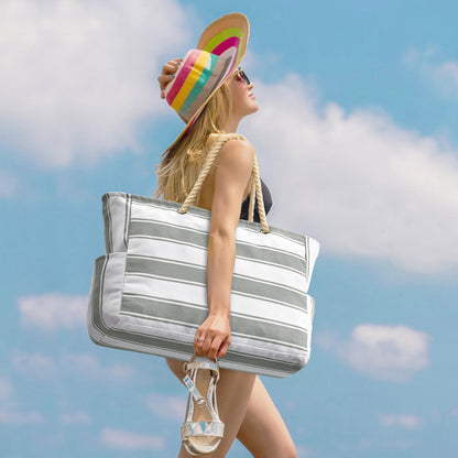 Grote gestreepte strandtas met rits