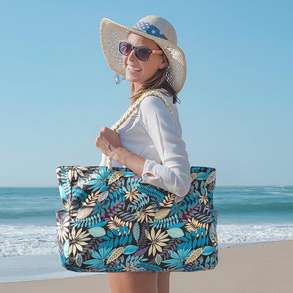 Grote gestreepte strandtas met rits