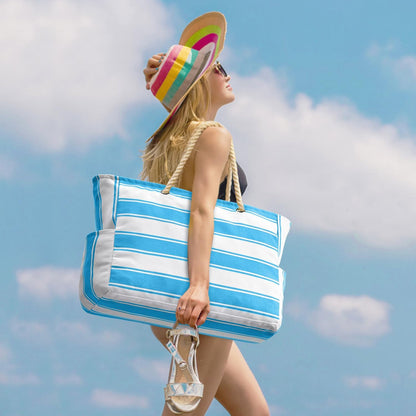 Grote gestreepte strandtas met rits
