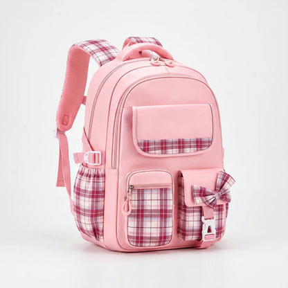 Pledra grote schooltas met ruitjespatroon
