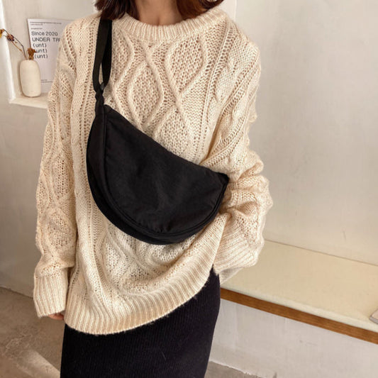 Ruime nylon schoudertas dames