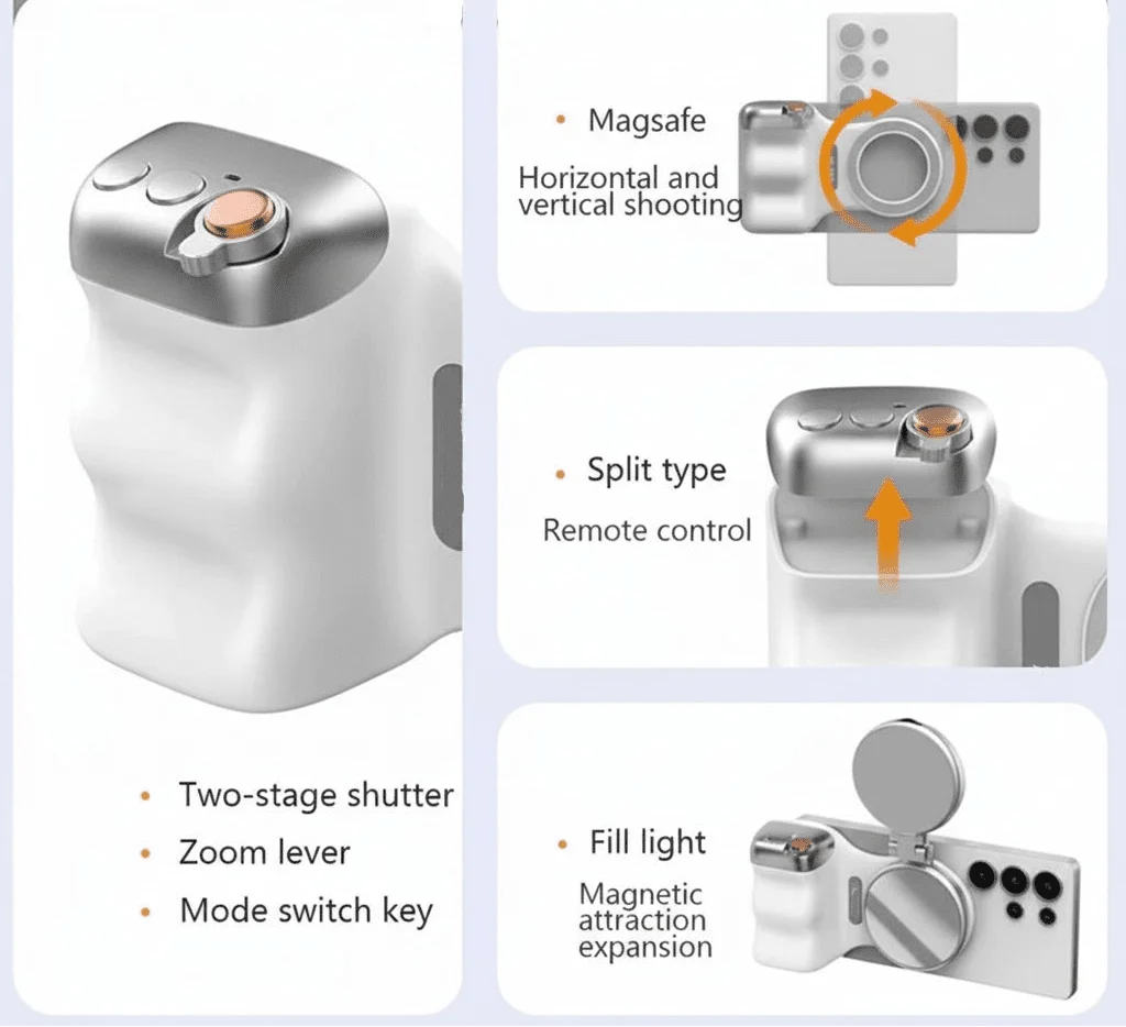 SNAPGRIP magnetische selfie grip met verlichting