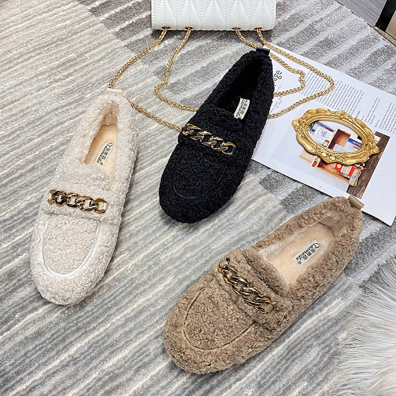 Luxe dames pantoffels met goudkleurige ketting