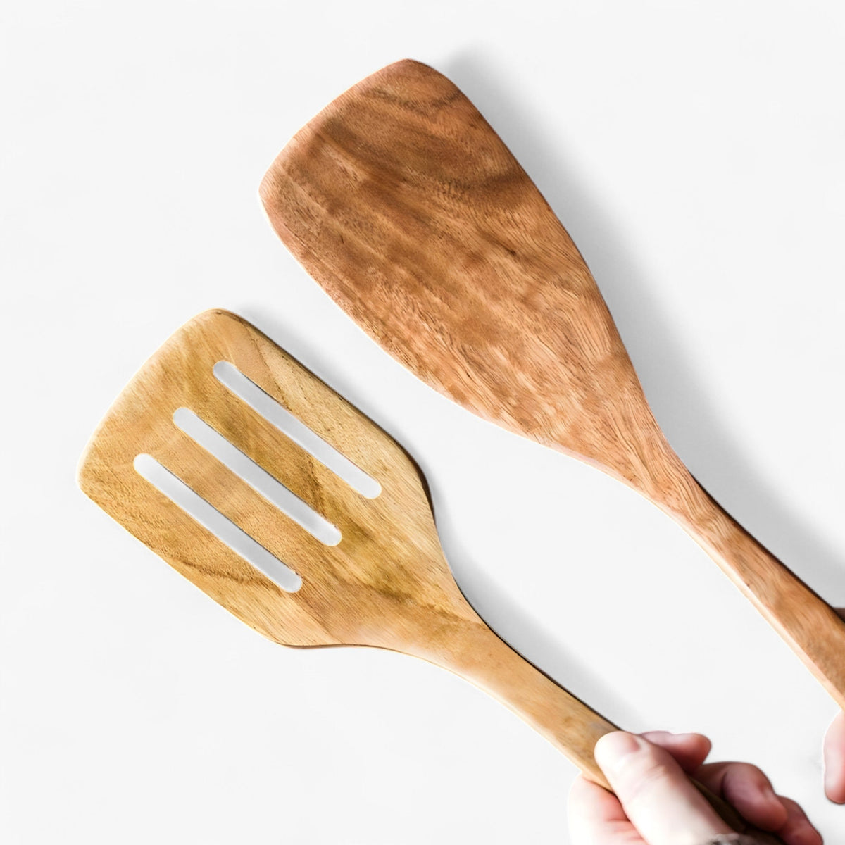 Teak houten kookgereiset met houder
