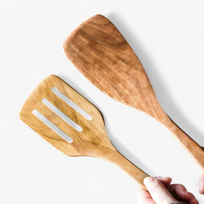 Teak houten kookgereiset met houder