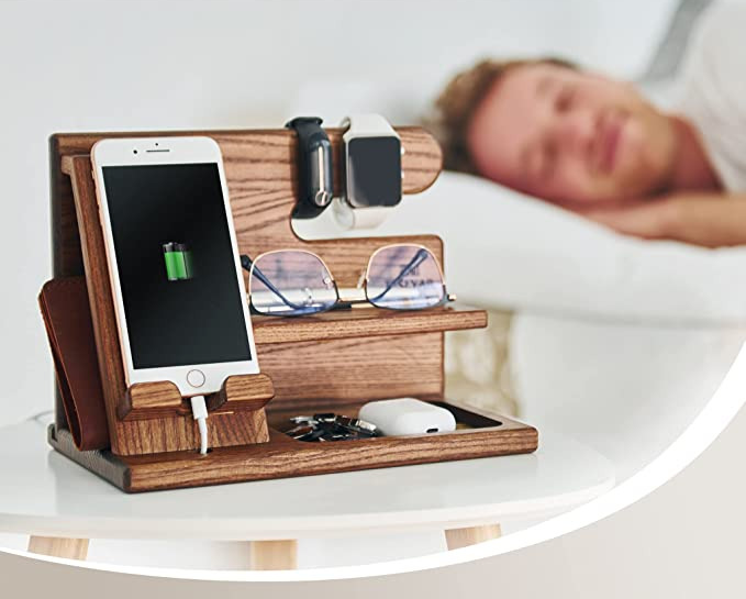 Houten Telefoon Docking Station Organizer