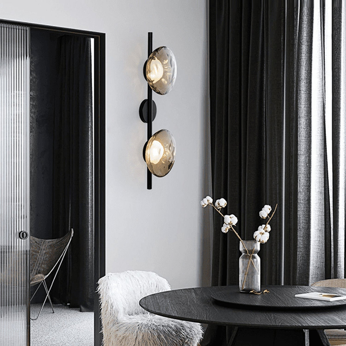 Glazen Wandlamp met Aluminium Frame
