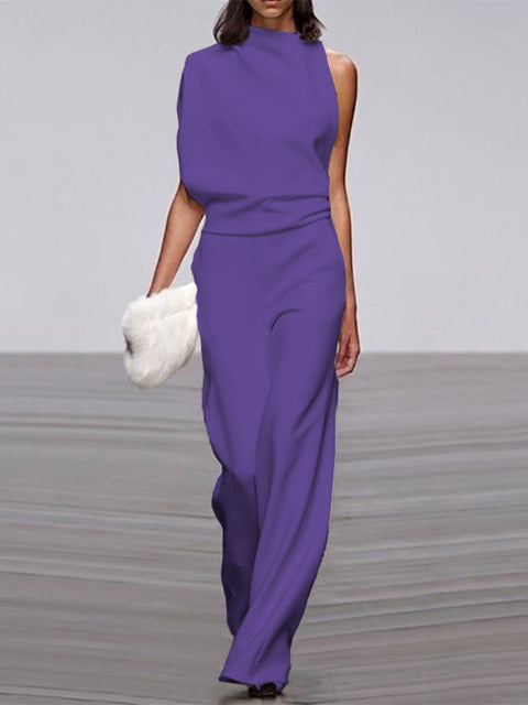 Mira mouwloze jumpsuit met wijde pijpen