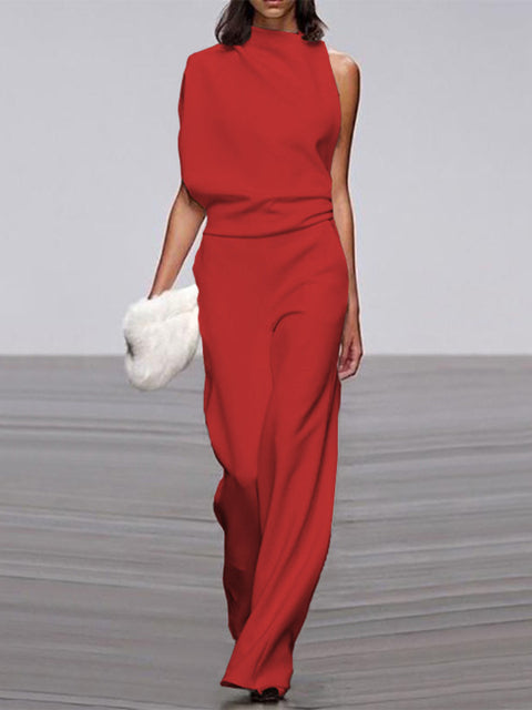 Mira mouwloze jumpsuit met wijde pijpen