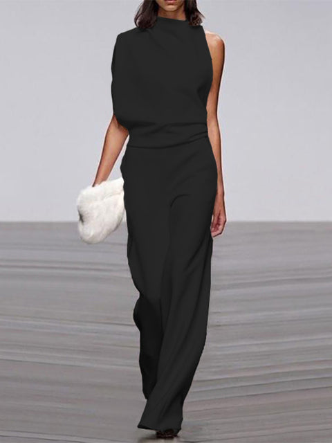 Mira mouwloze jumpsuit met wijde pijpen