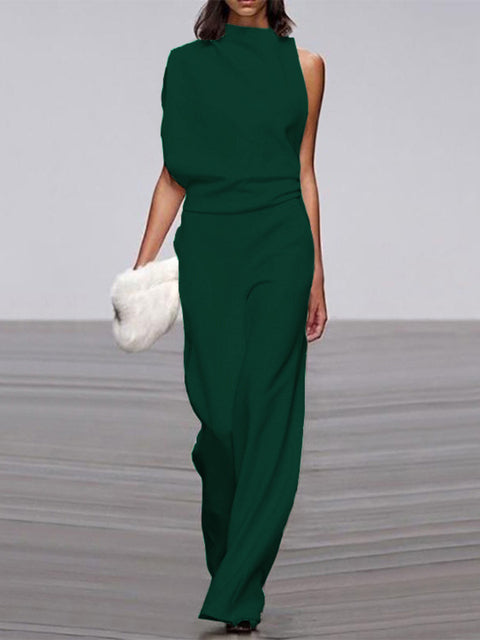 Mira mouwloze jumpsuit met wijde pijpen