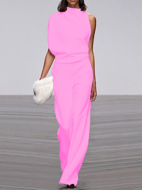 Mira mouwloze jumpsuit met wijde pijpen